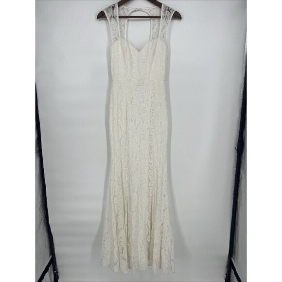 Lulus Womens Size XS Say Yes White Lace Off-the-Shoulder Mermaid Long Gown New - Picture 4 of 11